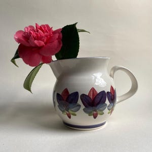 Vintage Iden Milk Jug ~ Studio Pottery Jug with Hand Painted Leaf Design ~