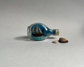 Vintage Miniature Ship a Bottle ~ Tiny Haig Whisky with Sailing Boat ~ Nautical Decor ~