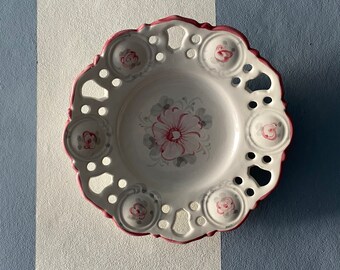 Vintage Portuguese Wall Plate ~ Hand-Painted Floral Wall Decor ~ Vestal Pottery ~
