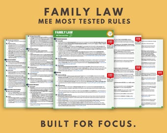 Esquema del examen de abogacía de derecho de familia: Reglas más evaluadas, apto para personas con TDAH (descarga digital), para
