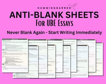 Bar Exam Anti-blank in essays sheet, Solve your panic problems, Start writing immediately, trigger patterns from last released essays