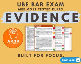 Esquema del examen de la barra de evidencia, preparación para la UBE adaptada al TDAH (descarga instantánea)