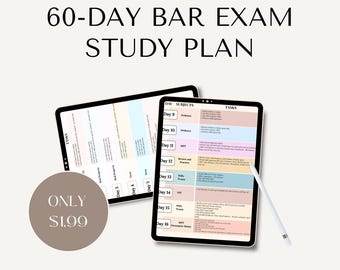60-Day Bar Exam Study Plan | ADHD-Friendly | Visual Printable Calendar | Digital Download | UBE | July Bar Exam Prep