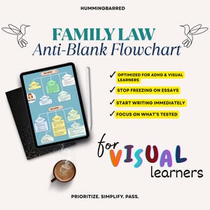 Family Law Flowchart: Bar Exam Anti-Blank Chart for Visual Learners (Digital Download)