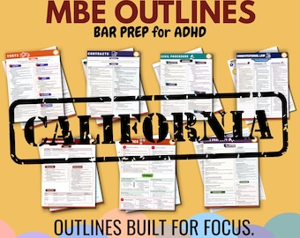 Esquema del examen MBE del Colegio de Abogados de California 2026: Hojas breves adaptadas al TDAH (Descargar PDF)