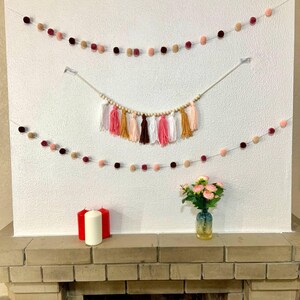 Multy colors tassel wall garland, Holiday decor, wall hanging, mantel hanging, tassels, wooden beads, bohemian, Party decor,Birthday garland