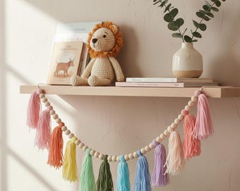 Boho Tassel Garland with Wooden Beads | Neutral Nursery Decor