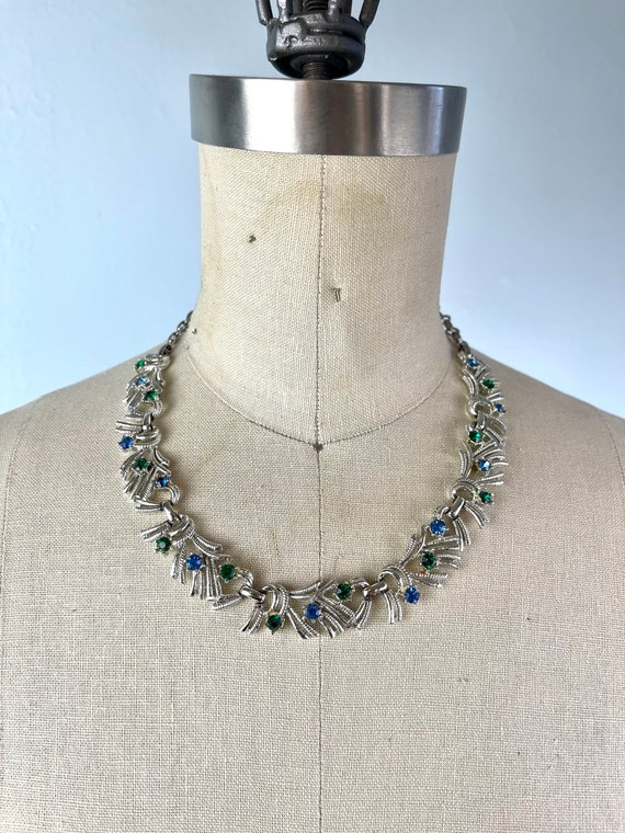 1940s 40s 1950s 50s Vintage Silver Blue and Green… - image 2