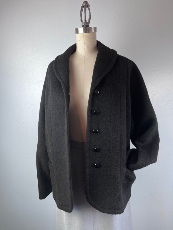 1950s 50s Black Mohair Car Coat - image 2