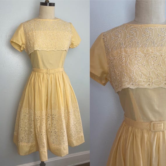 Bonny Butter Yellow 1960s 60s Cotton Dress