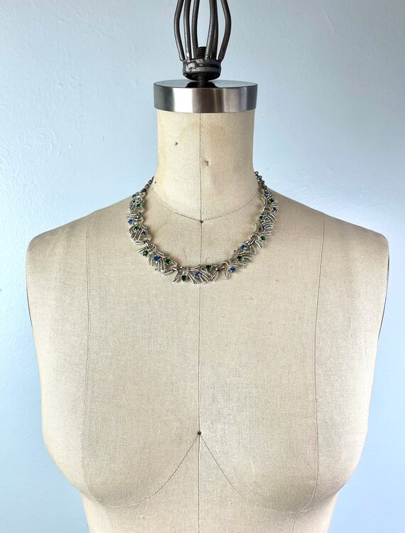 1940s 40s 1950s 50s Vintage Silver Blue and Green… - image 3