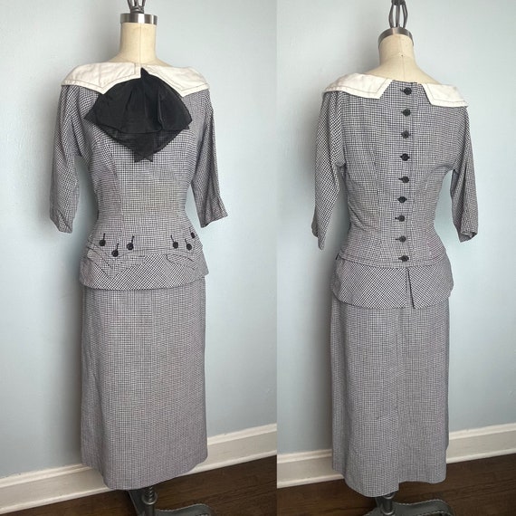 All Buttoned Up Curve Hugging Vintage 1950s 50s P… - image 1