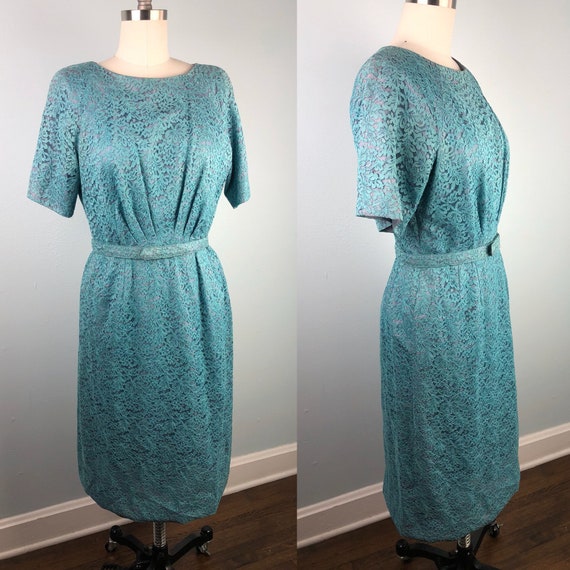 Robin’s Egg Blue Lovely Lace Late 50s Early 60s S… - image 1