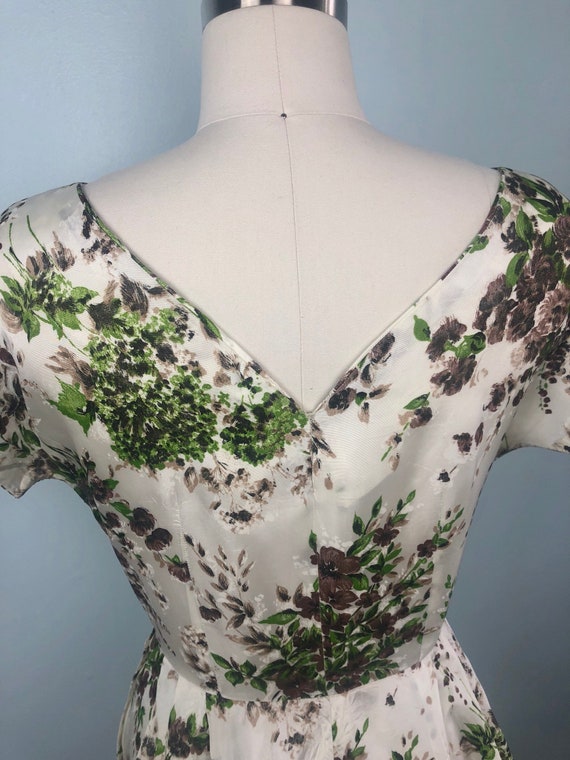 Garden Fresh White Green and Brown 1950s 50s Dres… - image 6