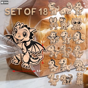 Dinosaur Bread Clip Bundle SVG, Cute Dino Bag Clip Laser Cut Files, Kitchen Food Storage Closures, T Rex Dragon Kitchen Gift Set /D81