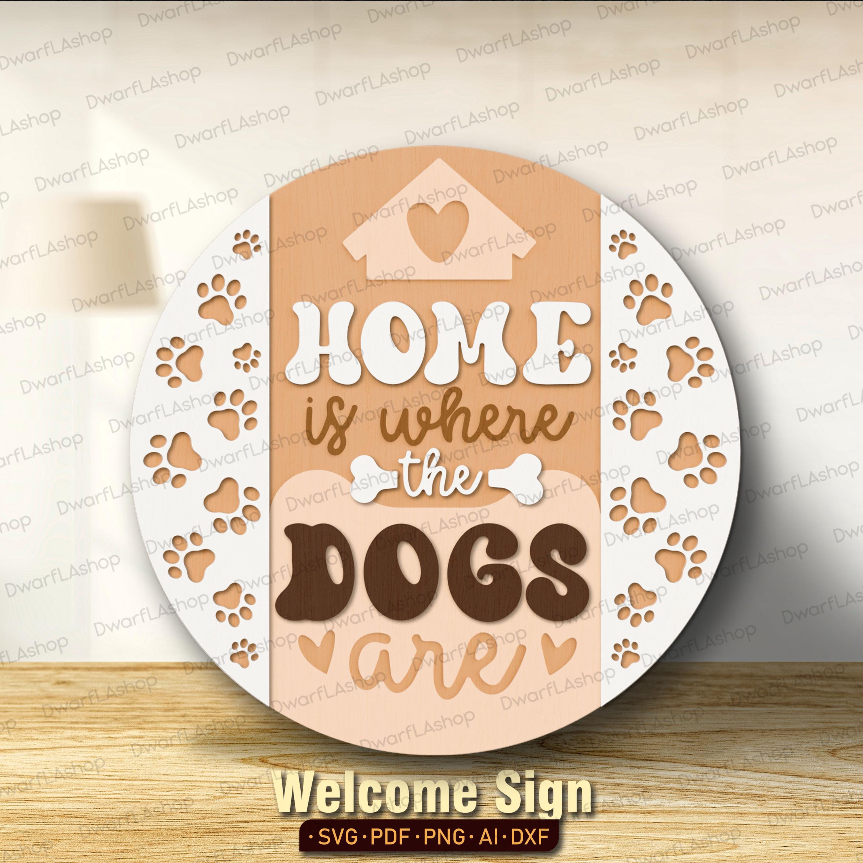Dog Welcome Sign Bundle Set of 10, Dog Door Sign Svg Lasercut, Funny ...