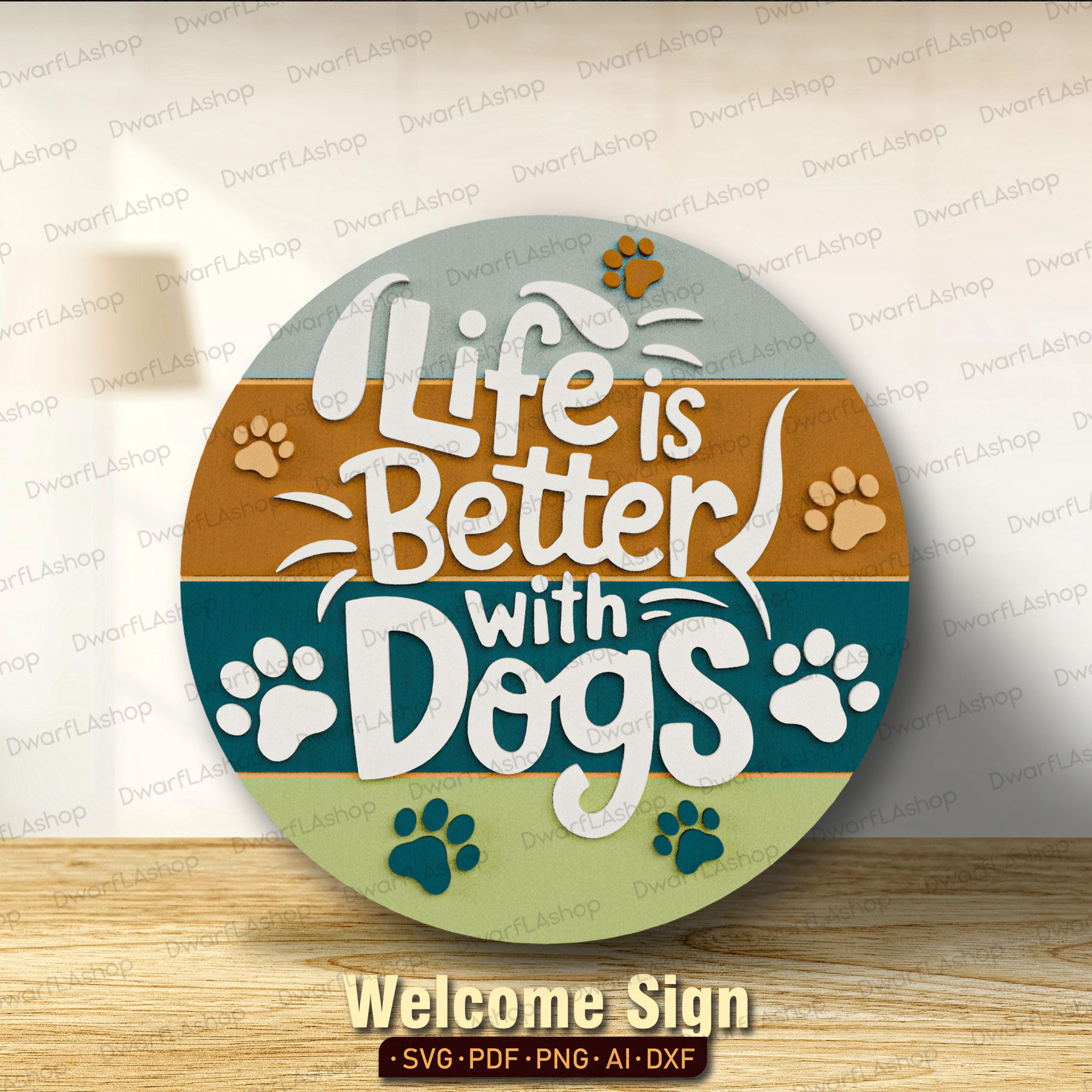Dog Welcome Sign Bundle Set of 10, Dog Door Sign Svg Lasercut, Funny ...