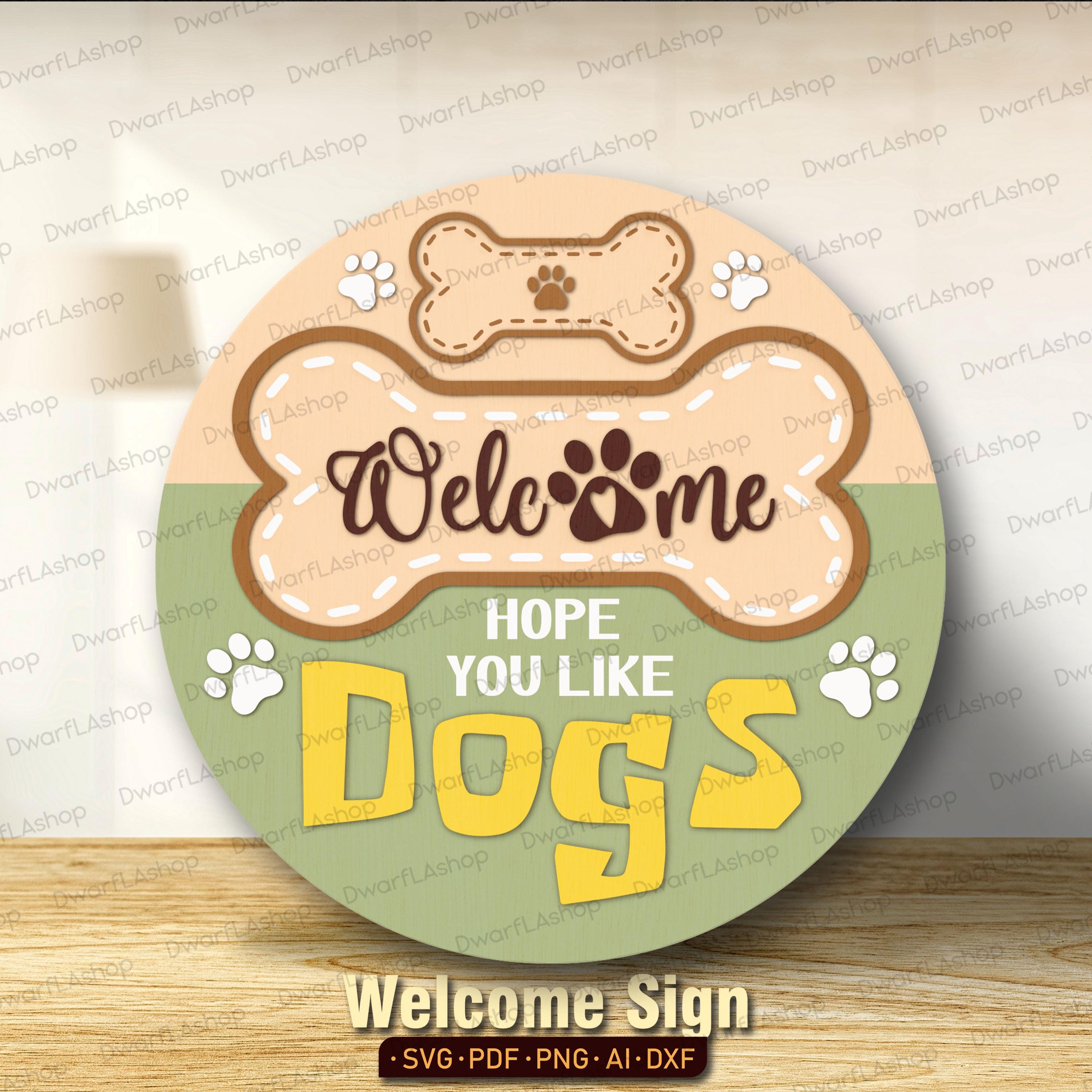 Dog Welcome Sign Bundle Set of 10, Dog Door Sign Svg Lasercut, Funny ...