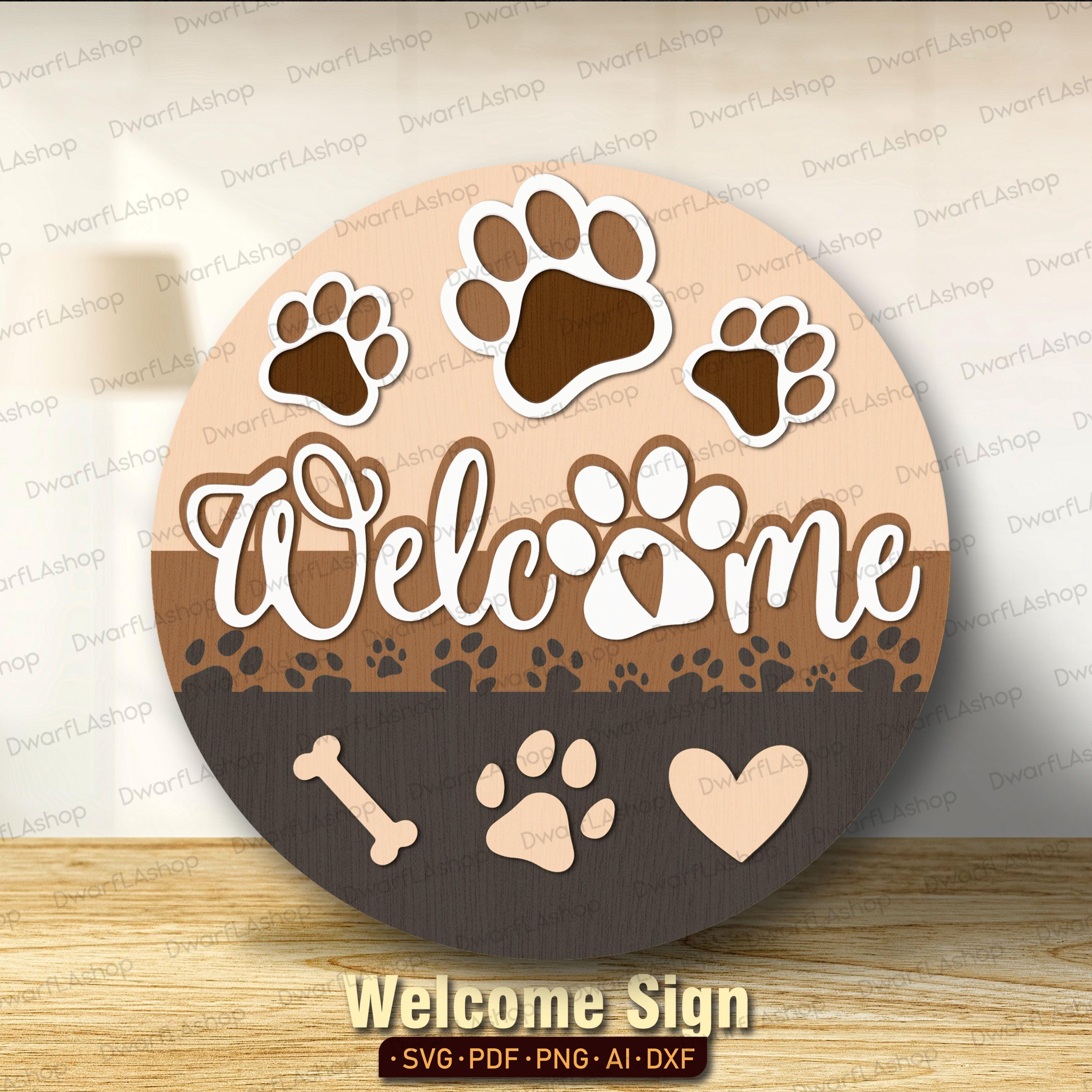 Dog Welcome Sign Bundle Set of 10, Dog Door Sign Svg Lasercut, Funny ...