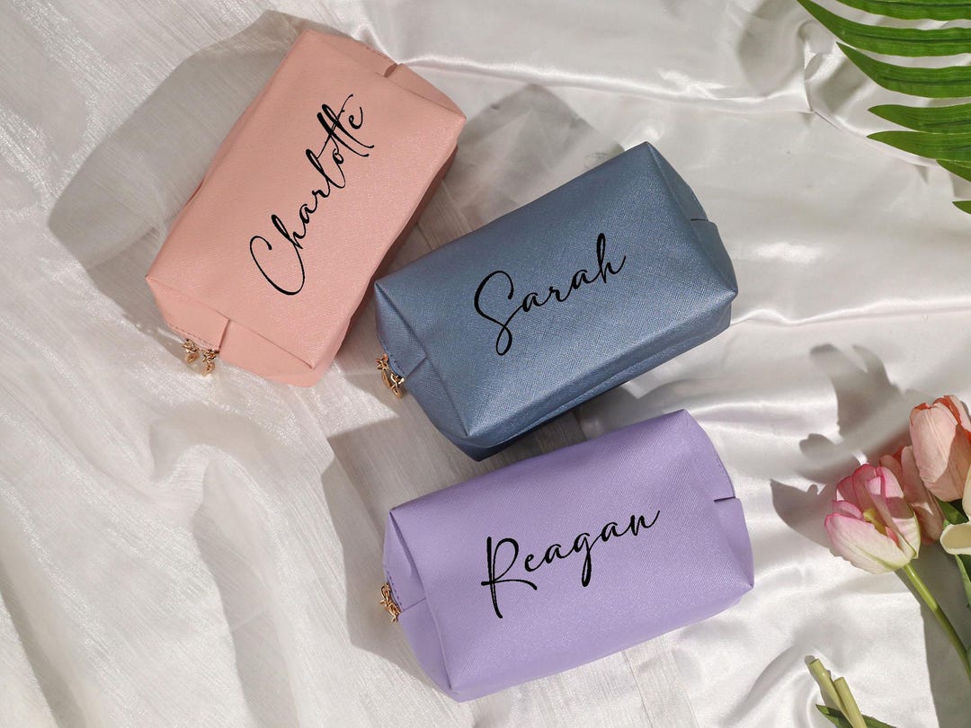 Personalized Bridesmaid Makeup Bag, Custom Cosmetic Bag, Bridesmaid