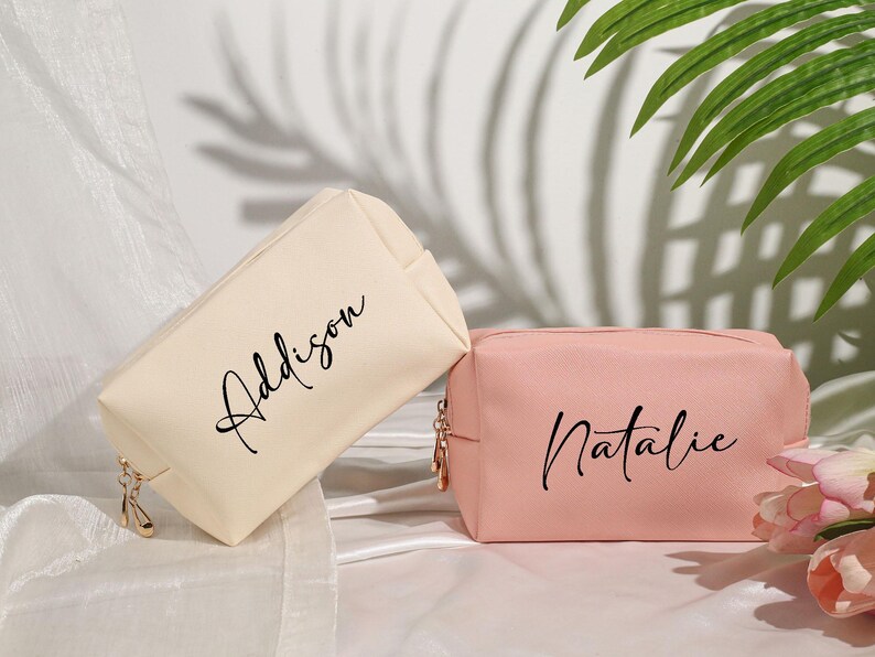 Personalized Bridesmaid Makeup Bag, Custom Cosmetic Bag, Bridesmaid