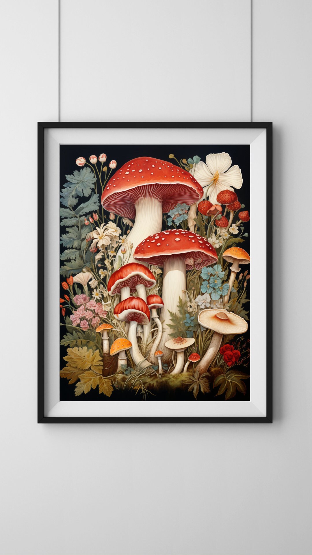 Vintage Style Mushroom Art Digital Download Printable Botanical Print
