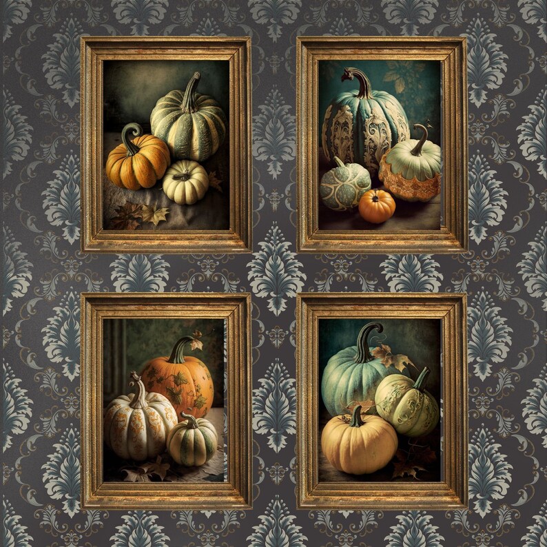 Vintage Pumpkins Digital Download Set of 4 Printable Still - Etsy