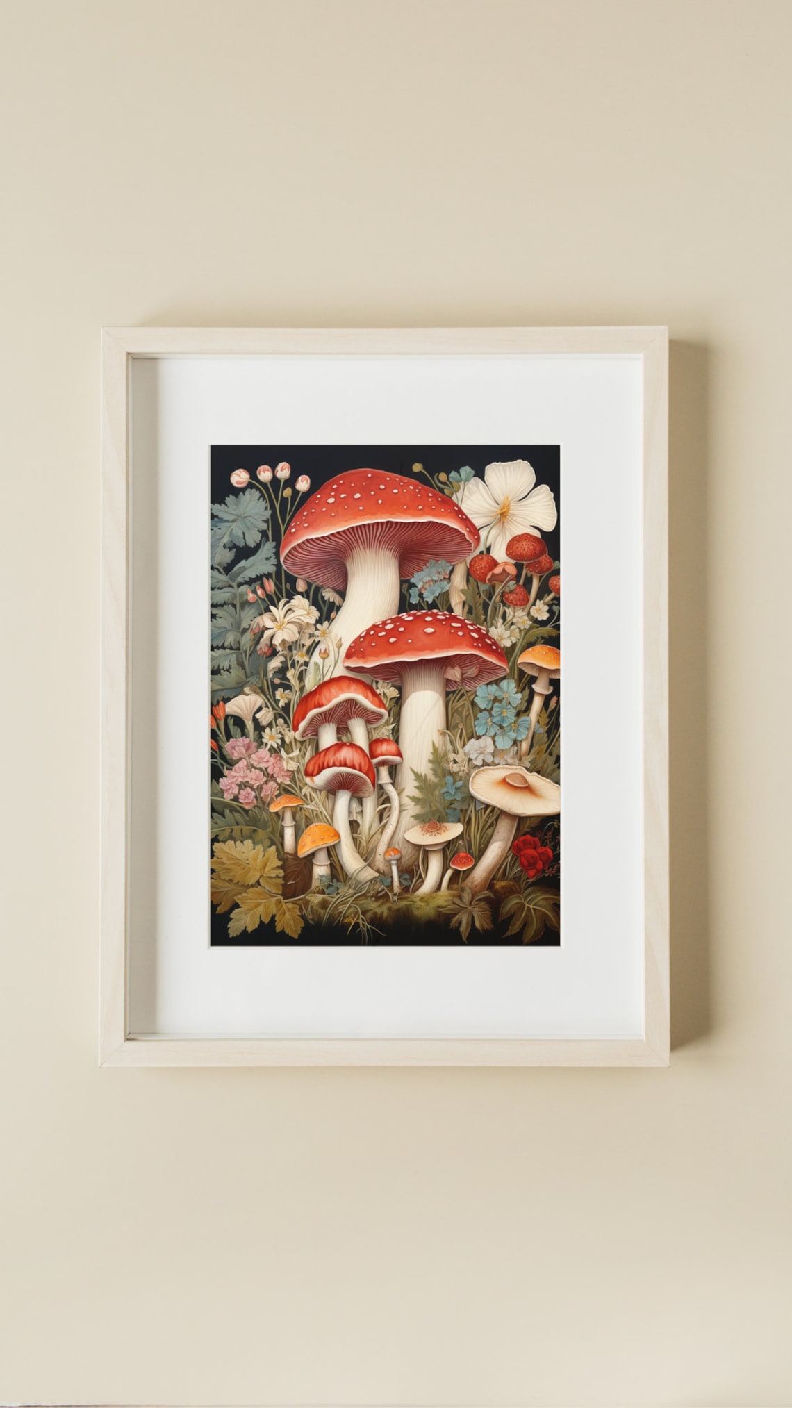 Vintage Style Mushroom Art Digital Download Printable Etsy