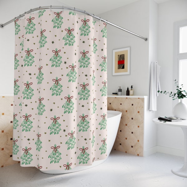 Christmas Shower Curtain Etsy