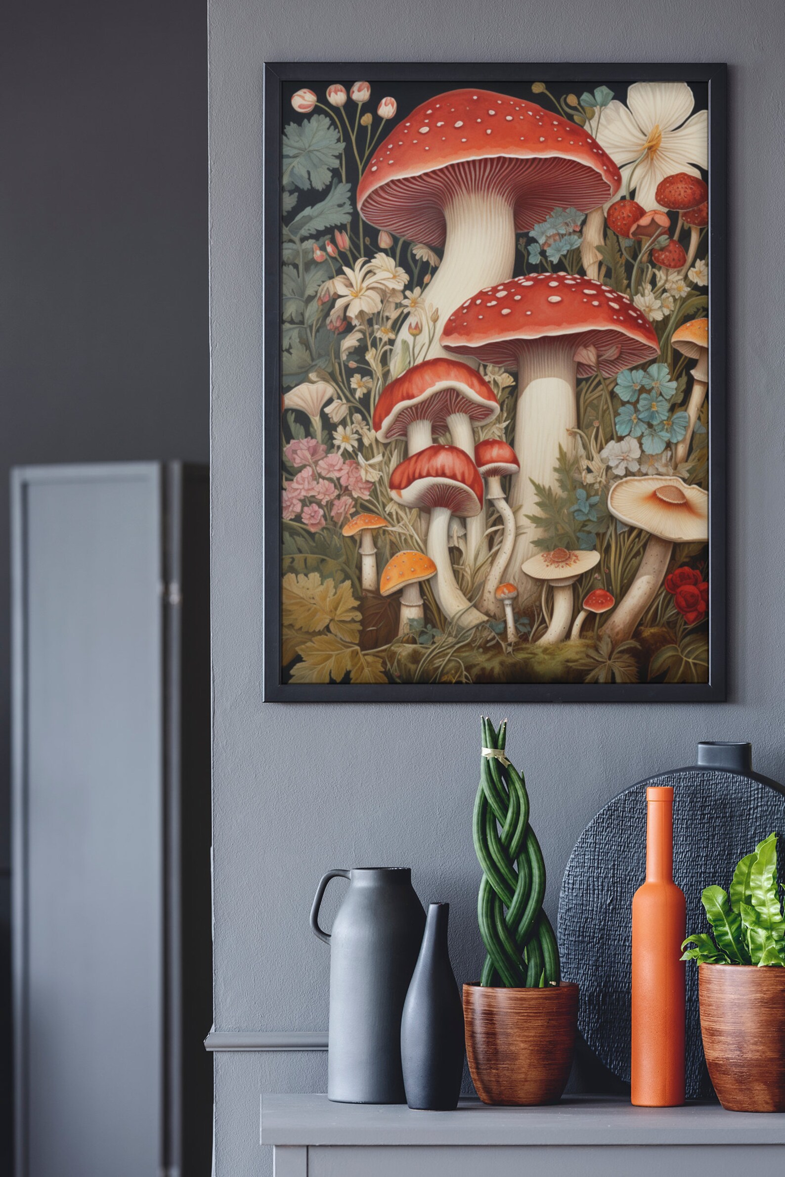 Vintage Style Mushroom Art Digital Download Printable Botanical Print