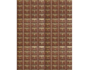 Library Themed Wrapping Paper Card Catalog Gift Wrap Book 