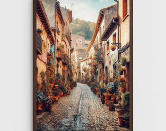 Spain Alley Art Print: Rural Watercolor Photography (Digital Download)