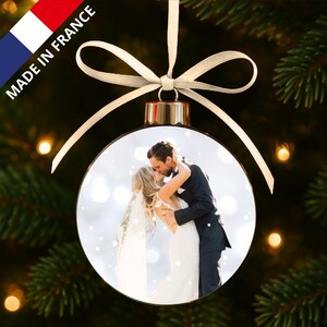 Gepersonaliseerde kerstbal met trouwfoto, aangepast ornament met uw foto, uniek cadeau-idee voor de feestdagen