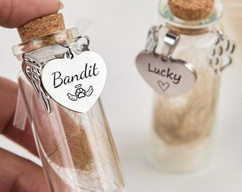 Frasco conmemorativo personalizado con pelo de mascota, recuerdo de pelo de mascota, frasco conmemorativo personalizado con pelo de mascota, regalos por la pérdida de una mascota, regalo para recordar a un perro, regalo conmemorativo en forma de urna