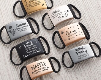 Slide On Dog Tag, Personalized Dog Tag, Silent ID Tag for Dogs, Custom Engraving Dog Tag, Silent Pet Tag for Cats, Pet ID Tag,Pet Lover Gift