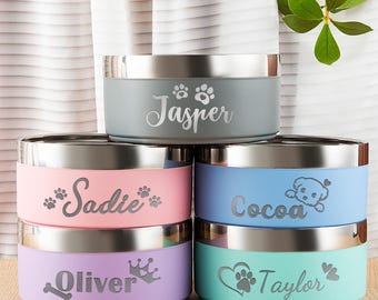 Engraved Stainless Steel Pet Bowl - stainless steel pet feeding/water bowls - customized large/small cat/dog gifts, Pet birthday gifts