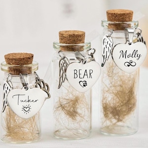 Pet Fur Keepsake Jar,Urn Memorial Gift,Dog Memorial Jar,Pet Loss Gifts, Dog Cat Pet Remembrance,Rainbow Bridge Pet,Custom glass jar memorial
