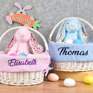 Personalized Embroidered Easter Basket Liner,Easter Basket Liner with Name,Custom Natural Basket Liner for Kids,Custom Easter Basket Gift