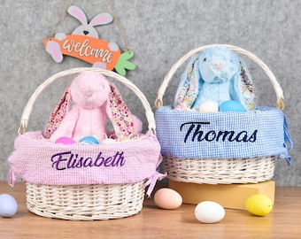 Personalized Embroidered Easter Basket Liner,Easter Basket Liner with Name,Custom Natural Basket Liner for Kids,Custom Easter Basket Gift