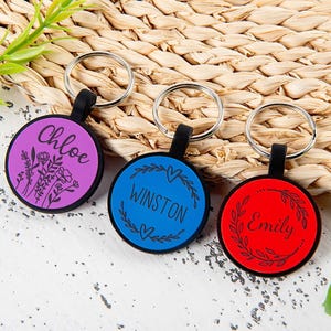 Placa de identificación circular silenciosa de silicona para perros - Placa de identificación personalizada grabada para perros/gatos, silenciosa y duradera. imagen 12