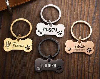 New Puppy Gifts,Personalized Dog Tag,Dog ID Tag,Engraved Dog Tag,Dog Name Tag,Unique Pet Tags,Dog Collar Tag,Cute Hollow Paw Bone Dog Tag