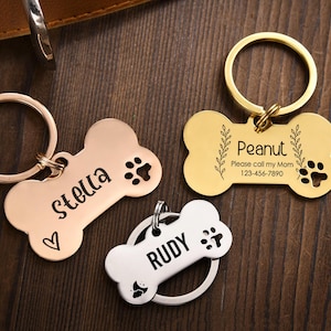 Cute Hollow Paw Bone Dog Tag,Personalized Dog Tag,,Stainless Steel Pet ID Tag,Custom Dog Tag,Dog Name Tags,Engraved Dog Tag,Dog Collar Tag