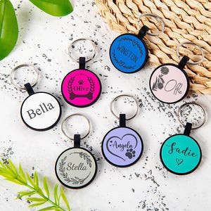 Placa de identificación circular silenciosa de silicona para perros - Placa de identificación personalizada grabada para perros/gatos, silenciosa y duradera. imagen 3