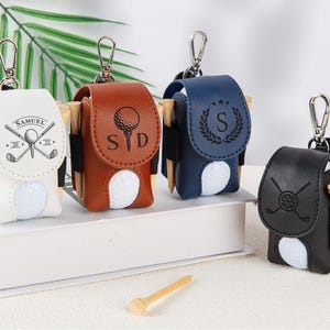 Personalized Golf Ball Bag, Mini Golf Ball Holder, Leather Golf Ball Bag, Stylish Pouch for Golf Balls, Tees Holder, Great Golf Gifts,