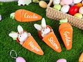 Personalized Reversible Carrot Plush Toy, Custom Plush Rabbit Keychain,Customize Cute Easter Bunny Keychain,Easter Gift with Name