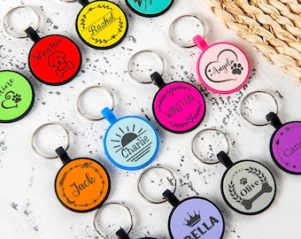Circle Silent Silicone Dog Tag - Custom Engraved Pet ID Tag for Dogs/Cat, Soundless & Durable Personalized Dog ID