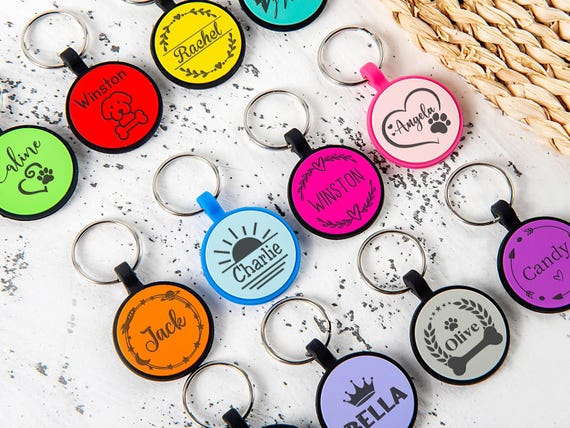 Circle Silent Silicone Dog Tag - Custom Engraved Pet ID Tag for Dogs/Cat, Soundless & Durable Personalized Dog ID