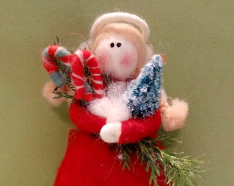 Angel of Christmas Joy 4 Inch Felted Wool Ornament .....Made to Order....please check shipping time