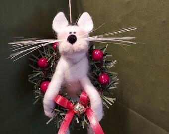 Hang On Kitty Felted Wool Ornament