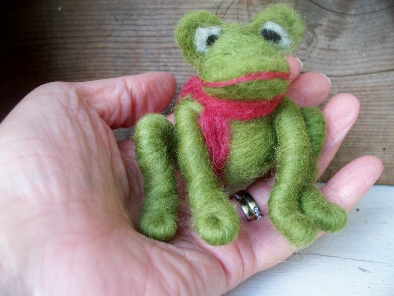 Frog Felted Wool Ornament...Made to Order....please check shipping time